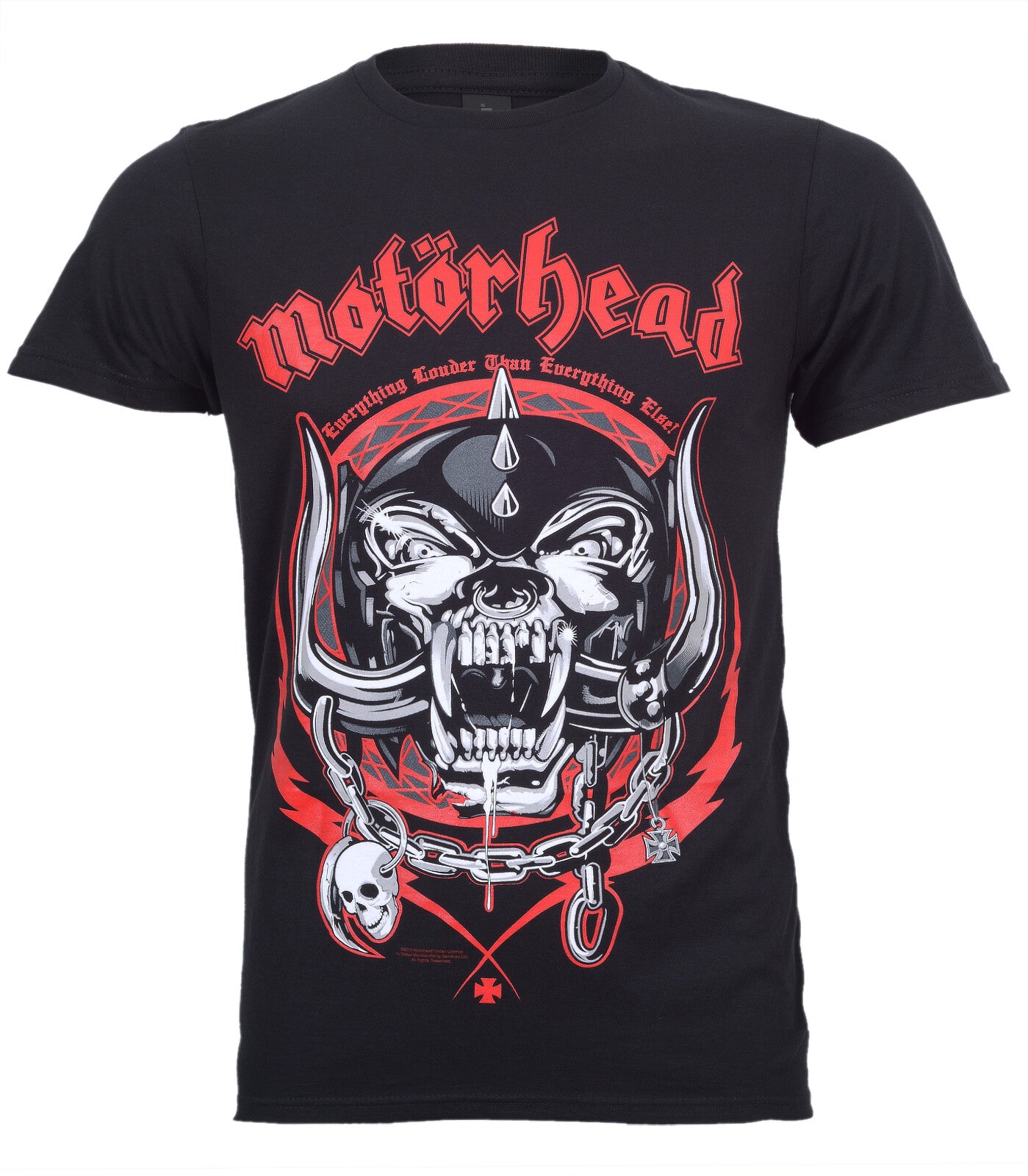 Black Cotton T shirt with officially licensed Motorhead Lightning Wreath warpig design on front