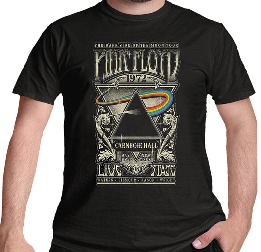 officially licensed pink floyd t shirt with Carnegie Hall graphic print on the front