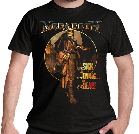 Official Black Megadeth T Shirt with the sick, the dying and the dead album cover art on the front