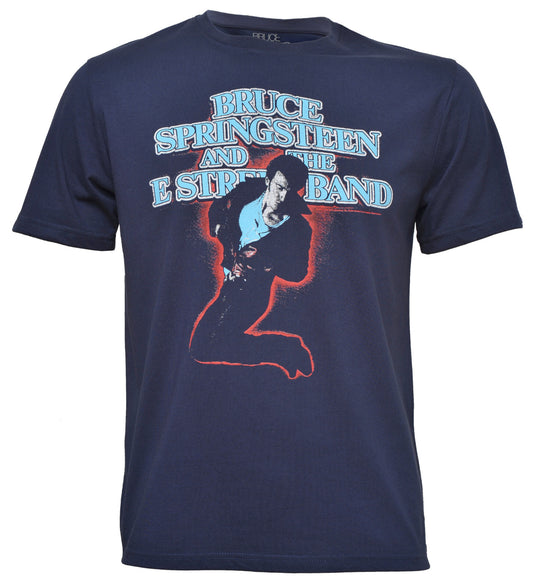 official bruce springsteen t shirt in blue with the Boss and Bruce Springsteen and the e Street Band text on the front