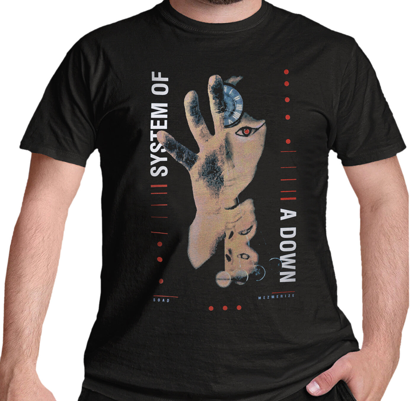 Black official System Of A Down T Shirt with Pharaoh design on the front