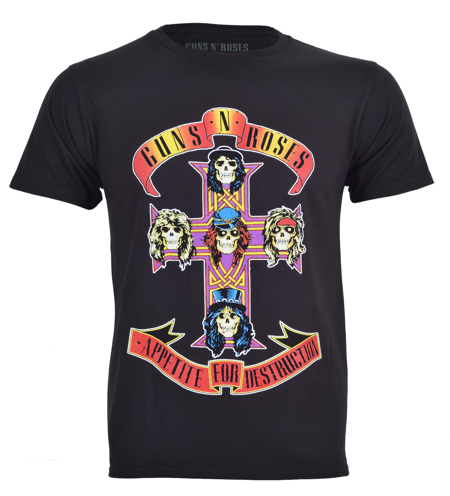 Official Guns N' Roses Appetite for Destruction T Shirt in black cotton