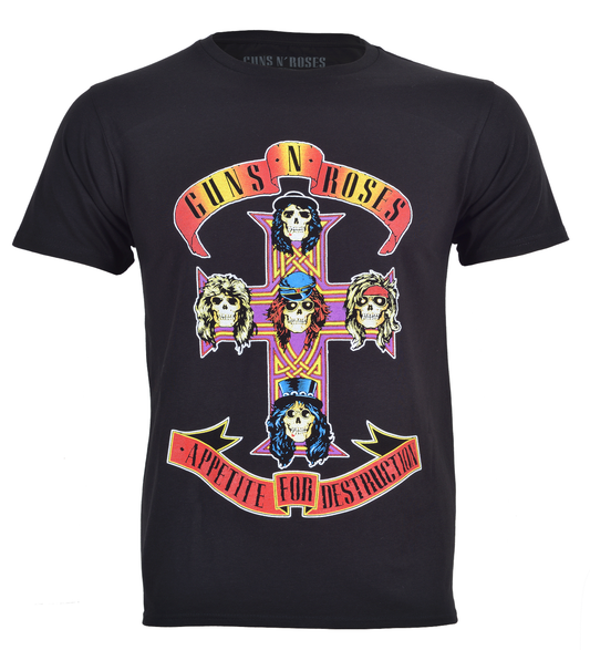 Official Guns N' Roses Appetite for Destruction T Shirt in black cotton
