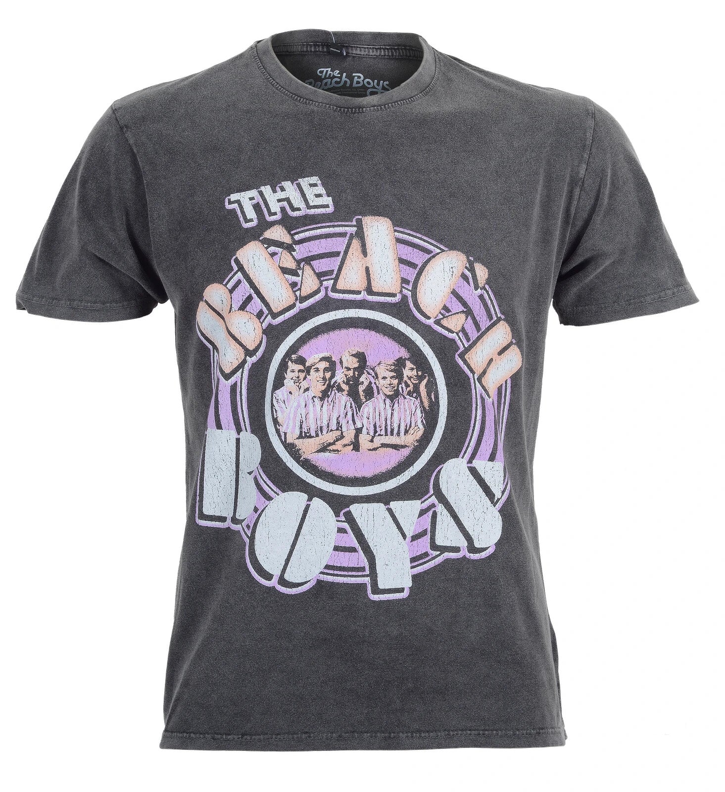 Grey Wash Official Beach Boys t-shirt with 'The Beach Boys' graphic design on a white background