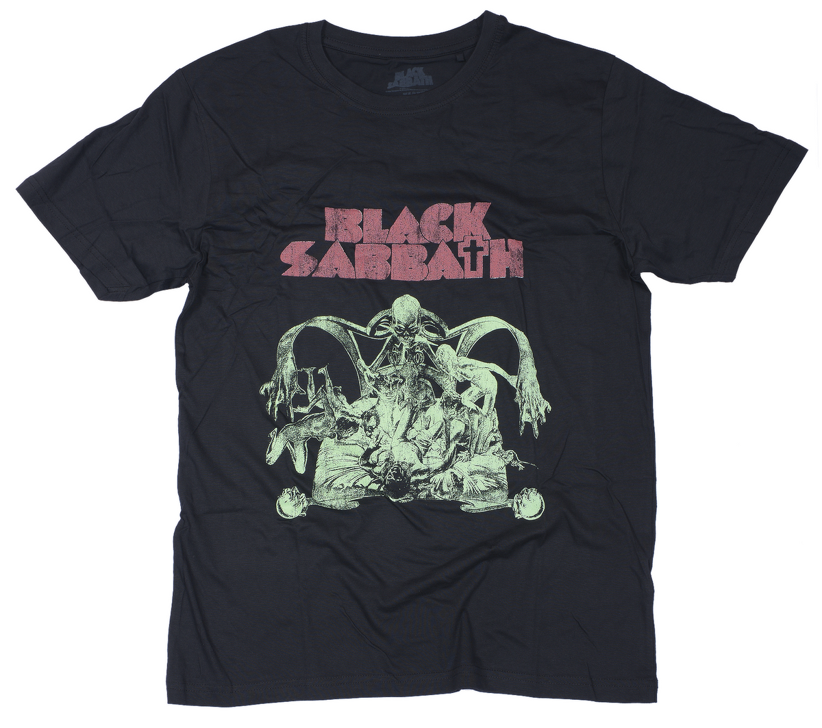 Black Sabbath t-shirt with graphic design and text on a white background