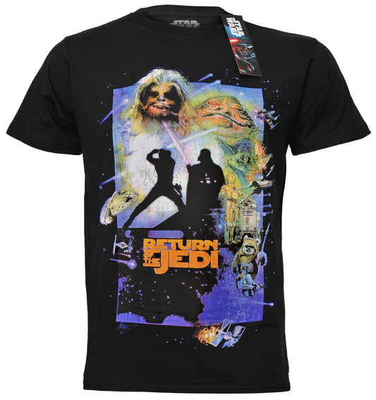 Black t-shirt with official  'Return of the Jedi' Star Wars graphic design on the front