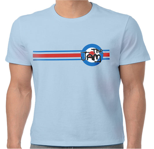 The jam, horizontal stripe grphic t shirt in light blue