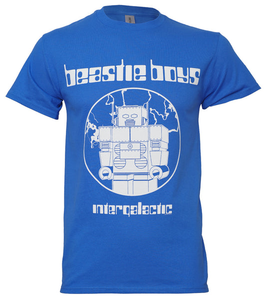beastie boys intergalactic official blue t shirt with white graphic print on front