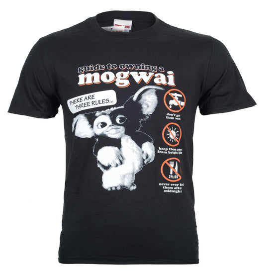 Black official Gremlins t-shirt with a graphic of a mogwai and text from 'Gremlins' on the front