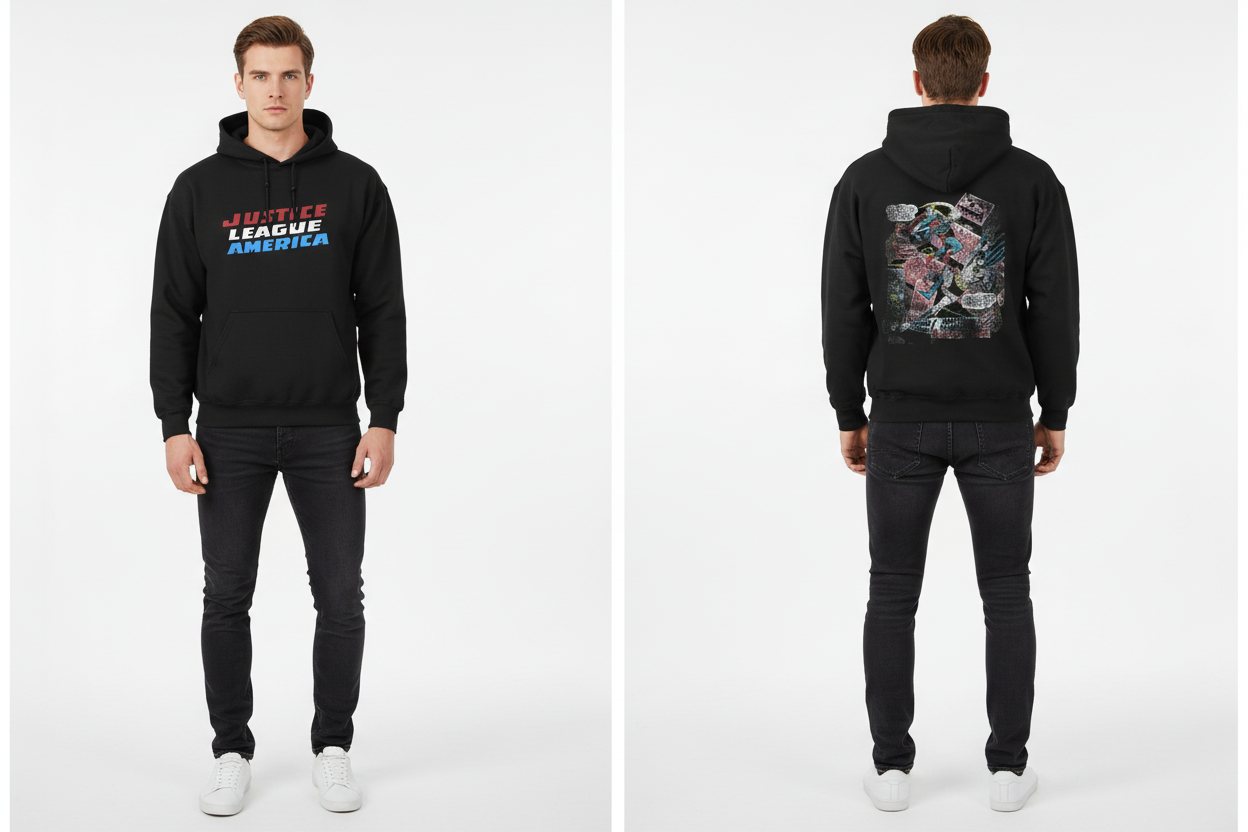 Official Justice League Superman Batman Vintage Comic Hoodie Black