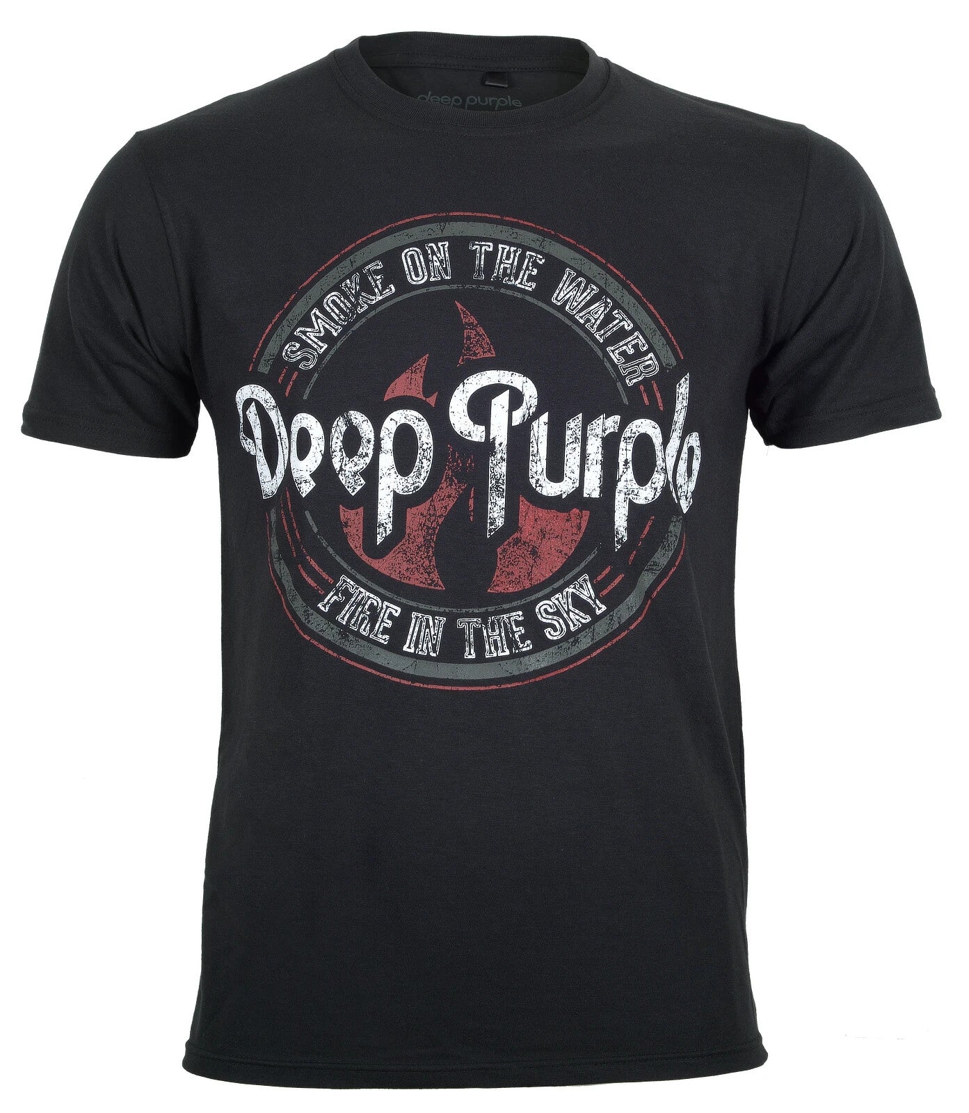 Official Deep Purple Smoke on the water black t shirt circle graphic