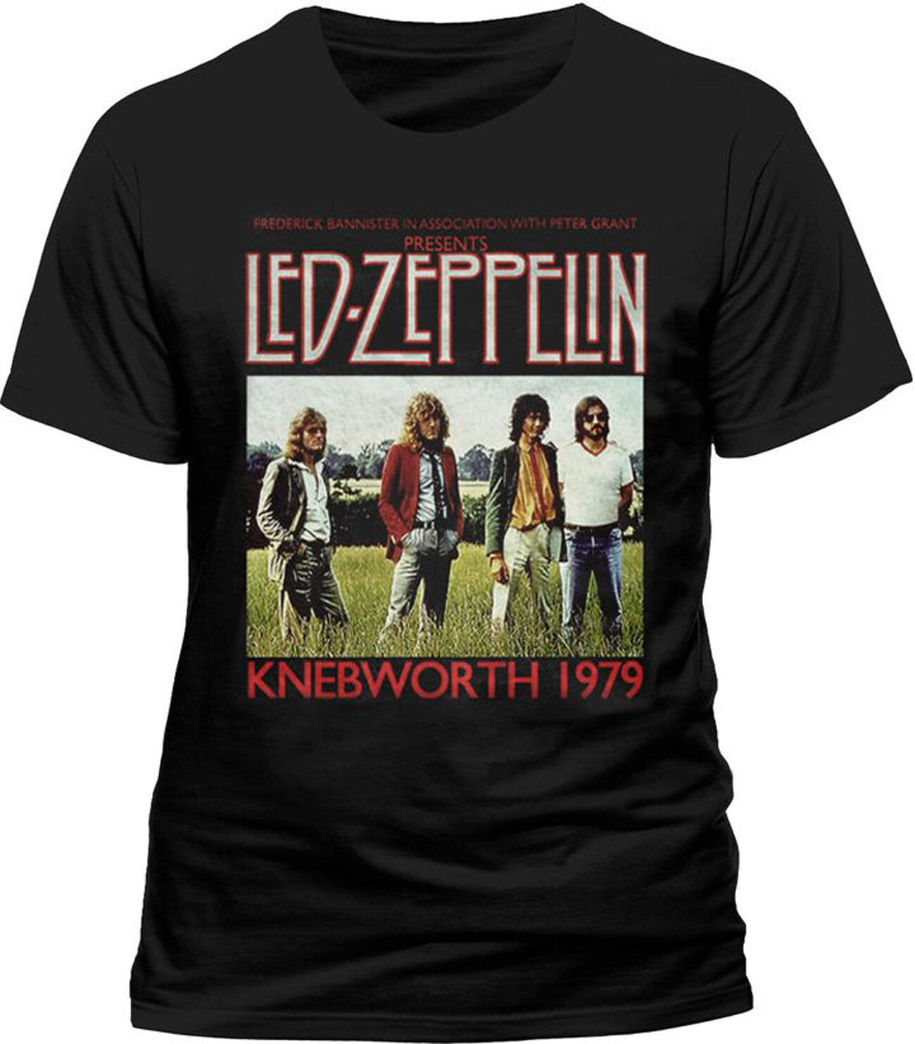 official Led Zeppelin Black t-shirt with Led Zeppelin Knebworth 1979 design on front
