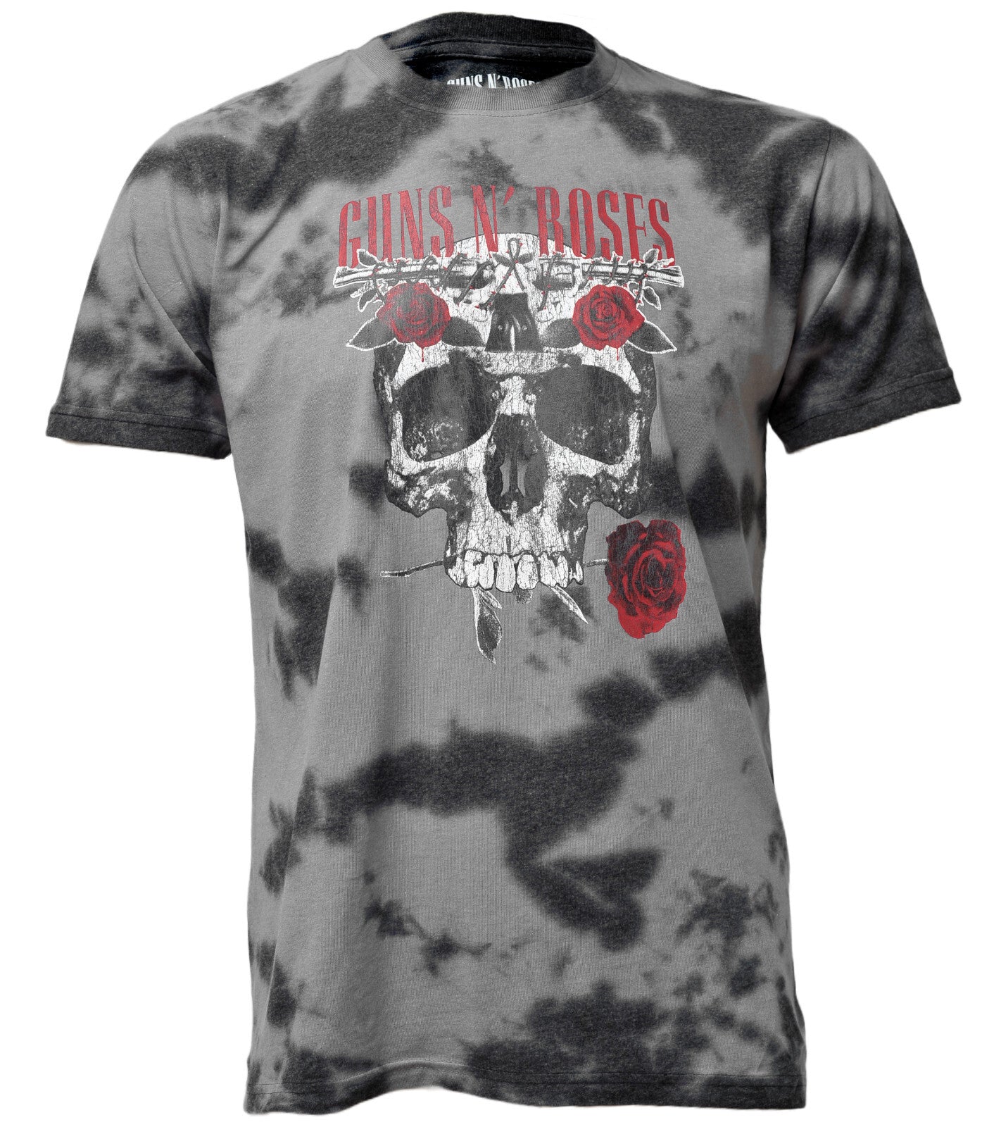 a grey dip dye Guns N Roses T Shirt with a skull and roses graphic on the front