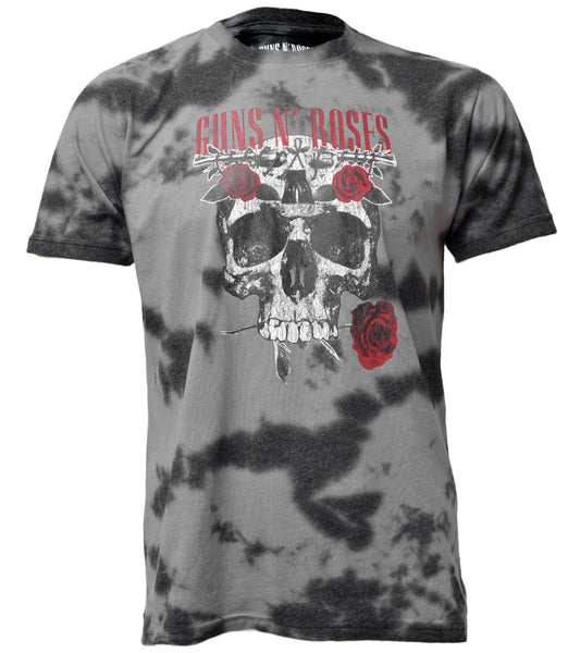 a grey dip dye Guns N Roses T Shirt with a skull and roses graphic on the front
