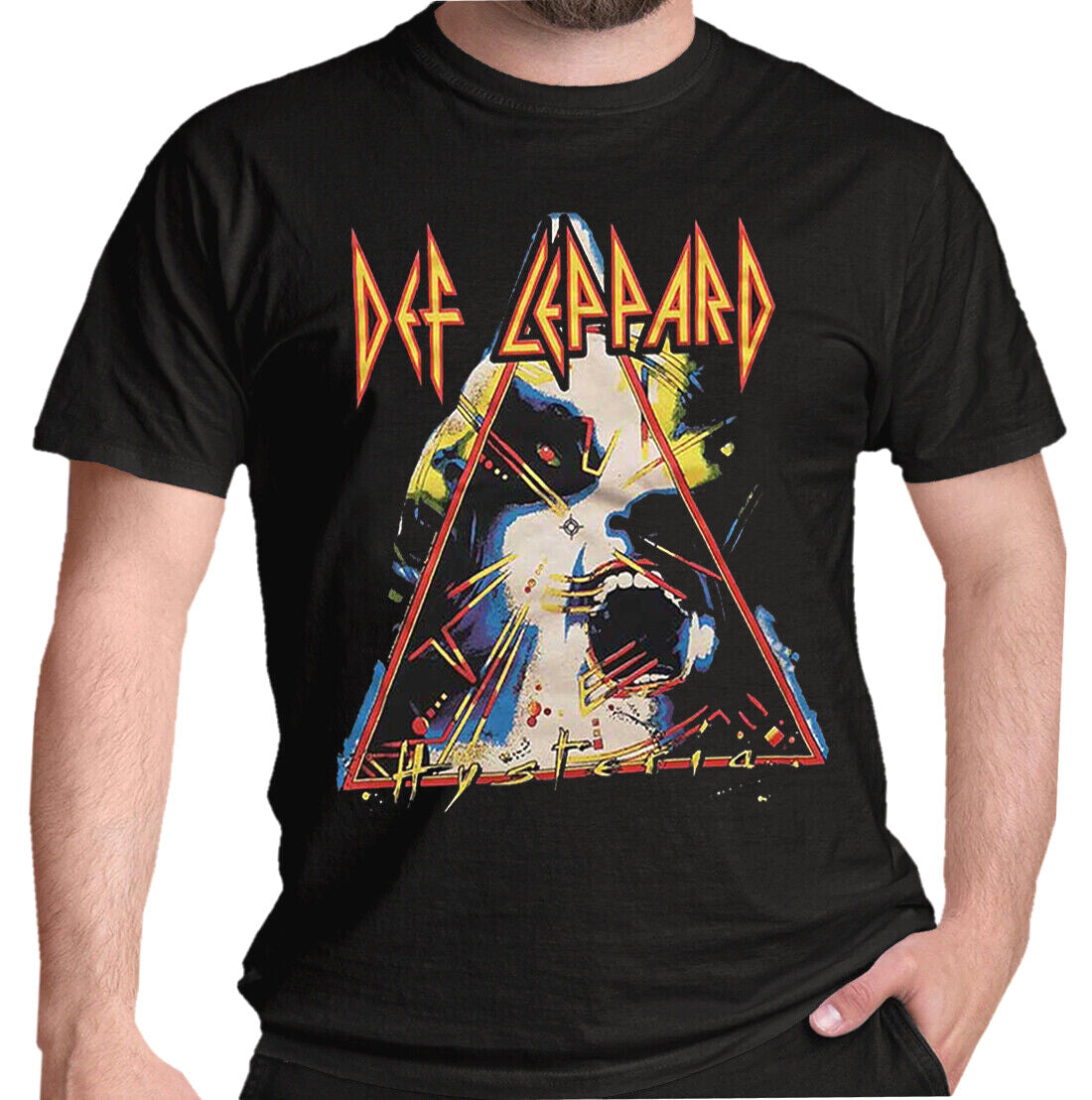 Officially licensed Def Leppard Hysteria album cover art t shirt in black cotton