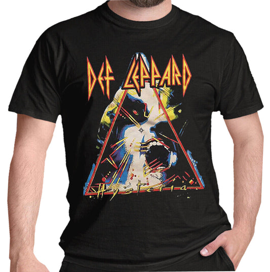 Officially licensed Def Leppard Hysteria album cover art t shirt in black cotton