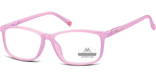 Purple mr62F reading glasses with a visible Montana brand logo on a white background