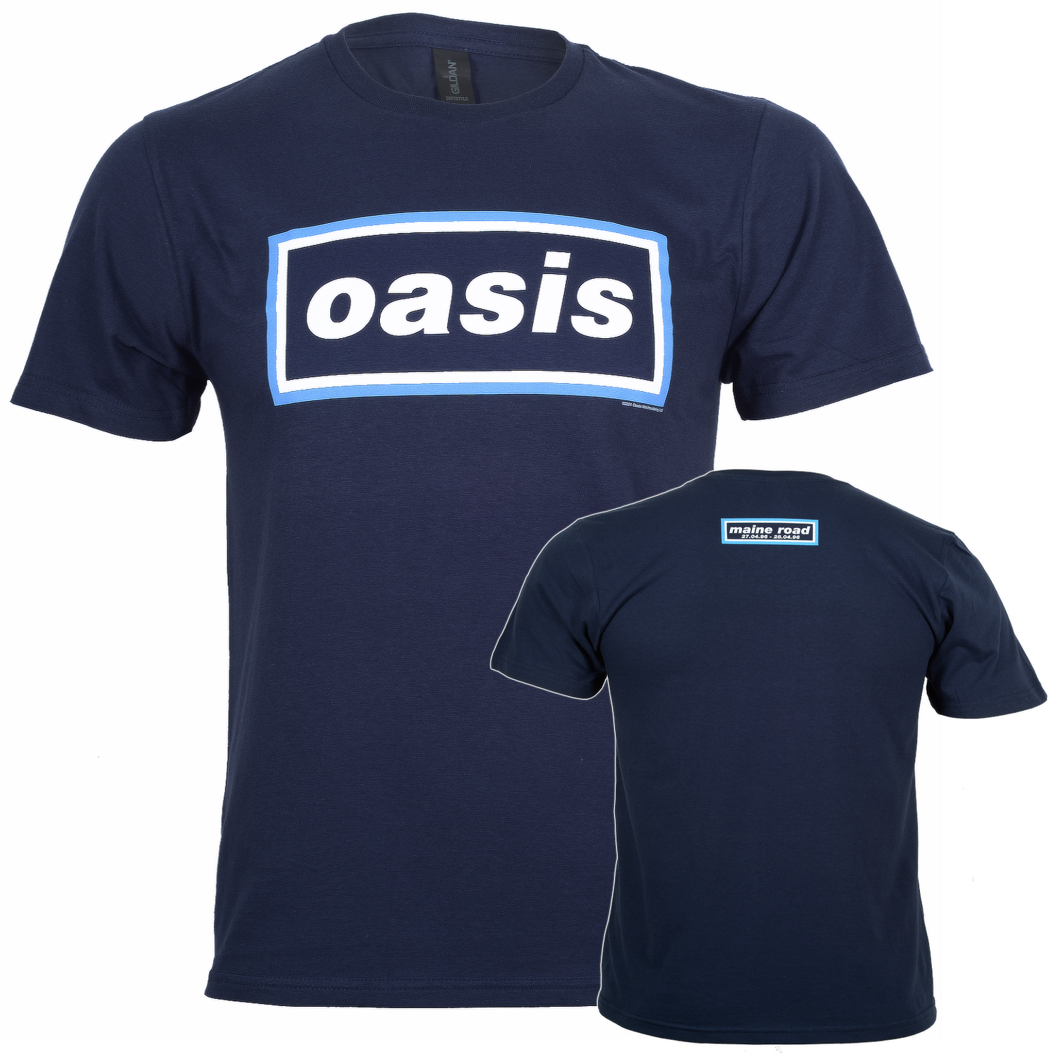 Official Oasis Navy blue t-shirt with 'oasis' logo on front and back