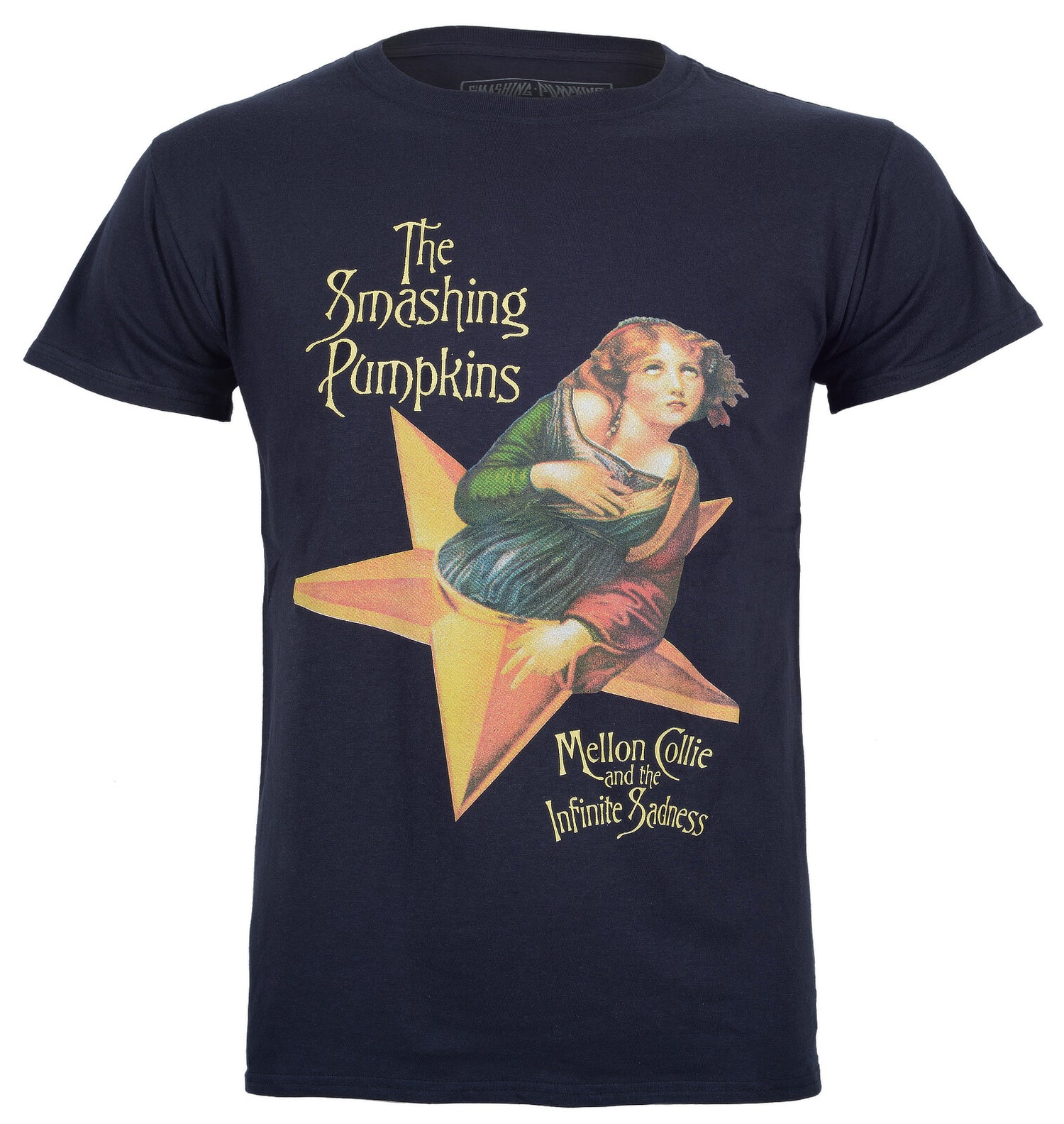 French Navy Official The Smashing  Pumpkins' Mellon Collie Album cover art t-shirt featuring a woman on a star.