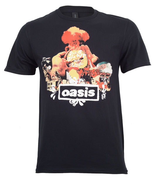 official Oasis Atomic collage graphic black t shirt