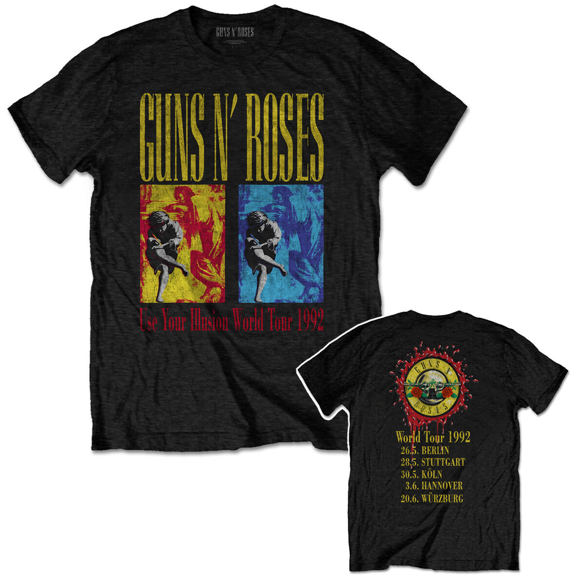 Official Guns N' Roses Use your Illusion 1992 Tour t Shirt with front and back print