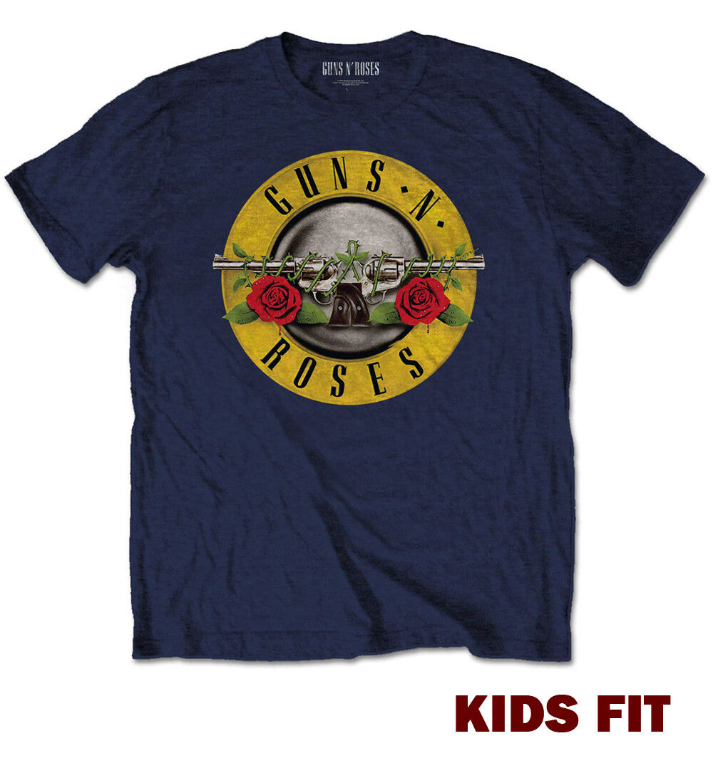 blue guns n roses childrens t shirt with classic logo on the front