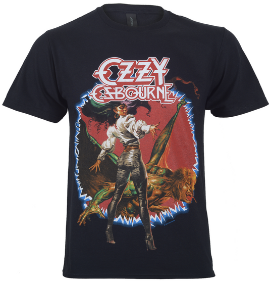 Black Official Ozzy Osbourne t-shirt with Ozzy Osbourne ultimate sin graphic design on the front