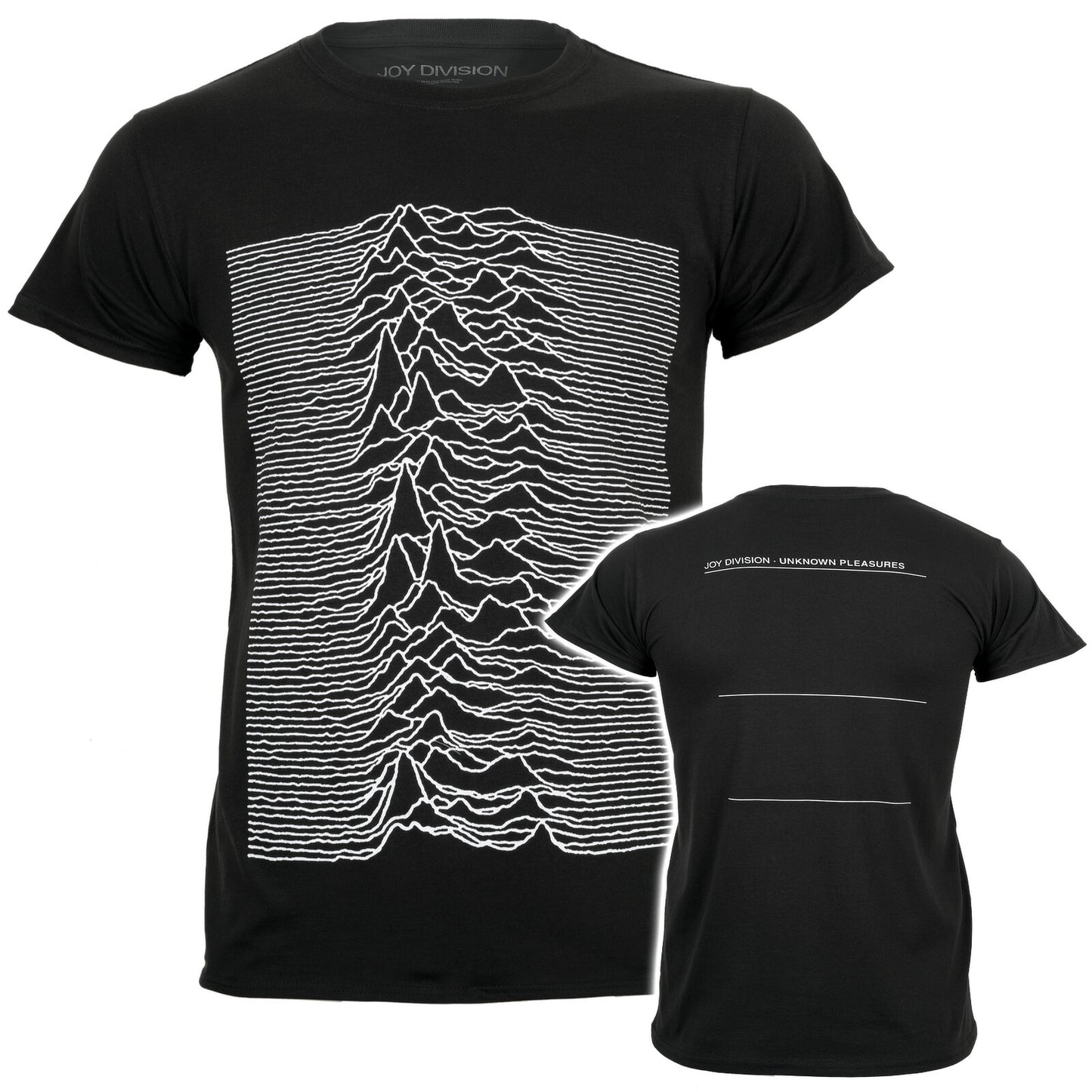 black official Joy Division t shirt Unknown Pleasures album art on the front and album name on the back