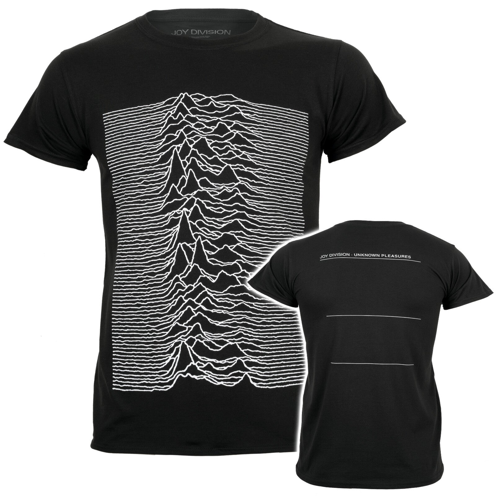 black official Joy Division t shirt Unknown Pleasures album art on the front and album name on the back