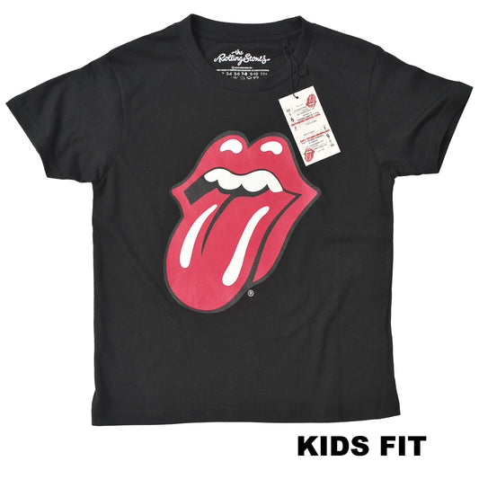 Official Rolling Stones Kids black T shirt with classic lick tongue graphic 