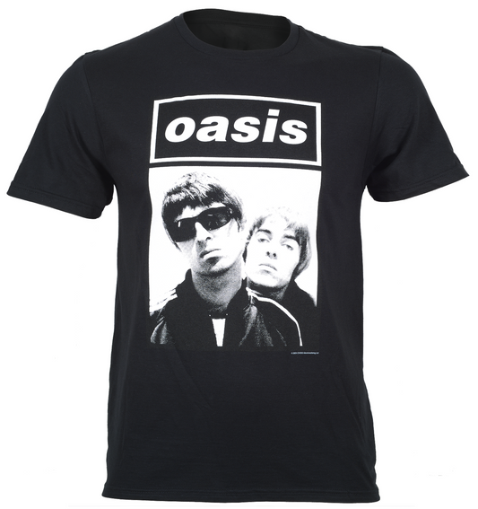 official black oasis t shirt with photo of Noel and Liam on front by Paul Slattery