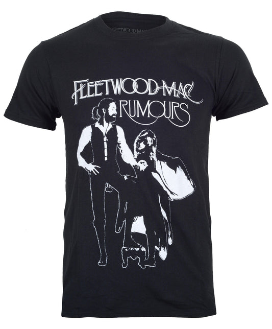an officially licensed Fleetwood Mac black t shirt with the Fleetwood Mac Rumours album art graphic on the front