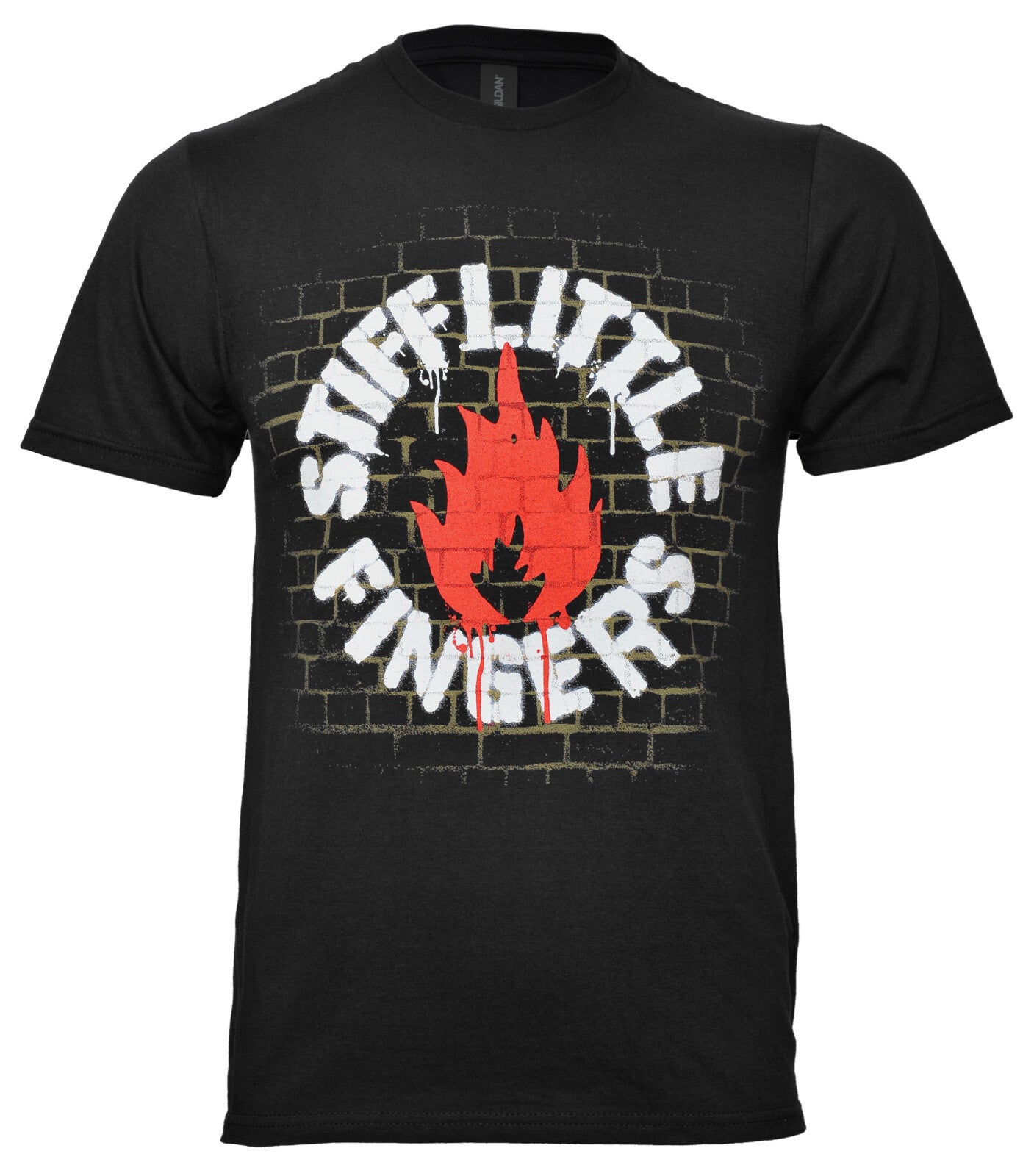 Official Stiff Little Fingers Wall Black T-Shirt — Inflammable Material, Suspect Device, Alternative Ulster, Jake Burns, Belfast punk, Rough Trade, peace line