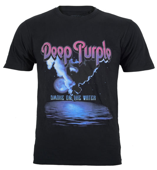 black official Deep Purple  T SHirt with Smoke on the water graphic print on the front