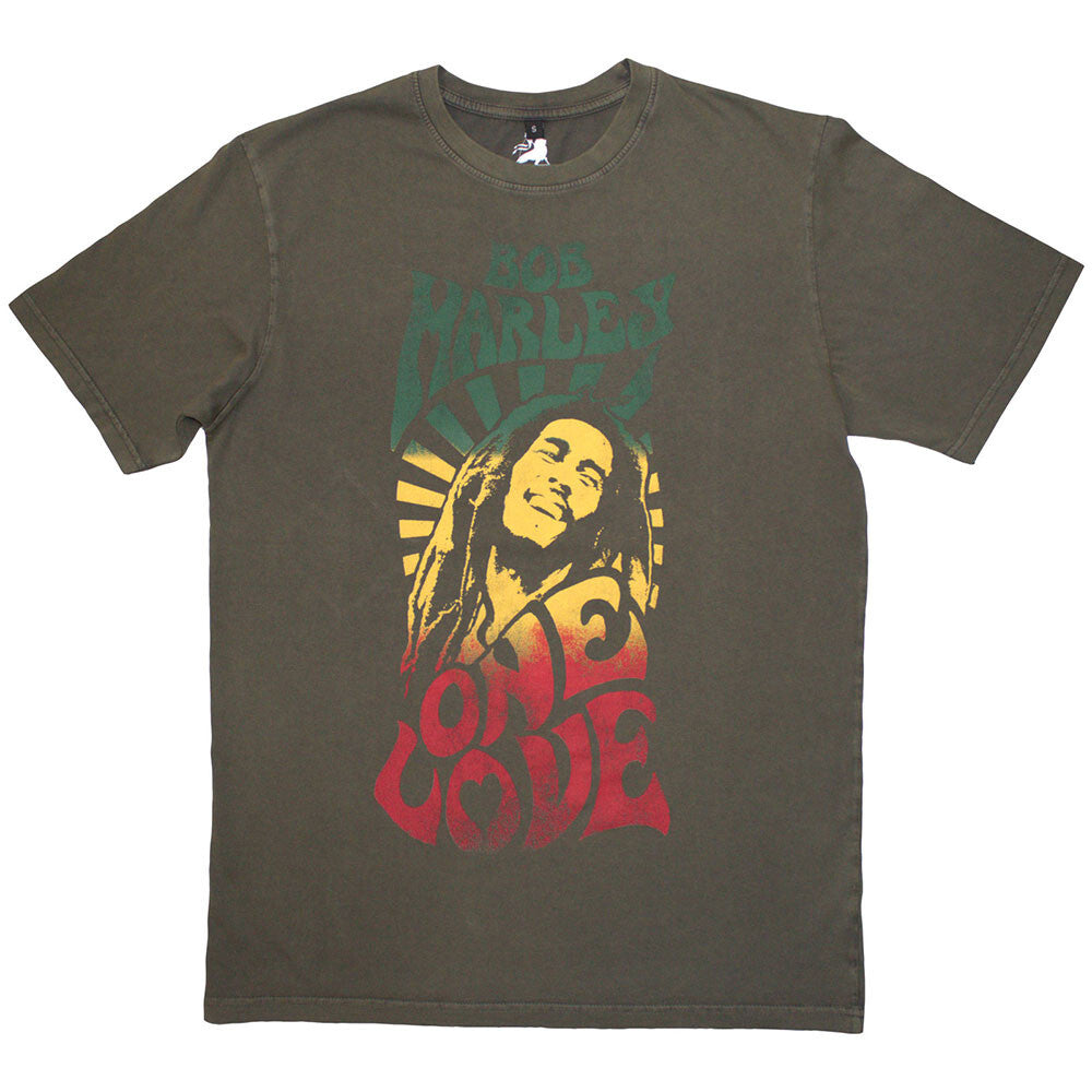 Official Bob Marley One Love Rasta graphic green limited edition wash official Bob Marley T shirt