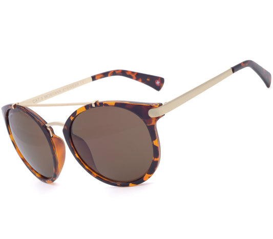 Montana retro sunglasses with tortoise / gold metal frame and brown lenses
