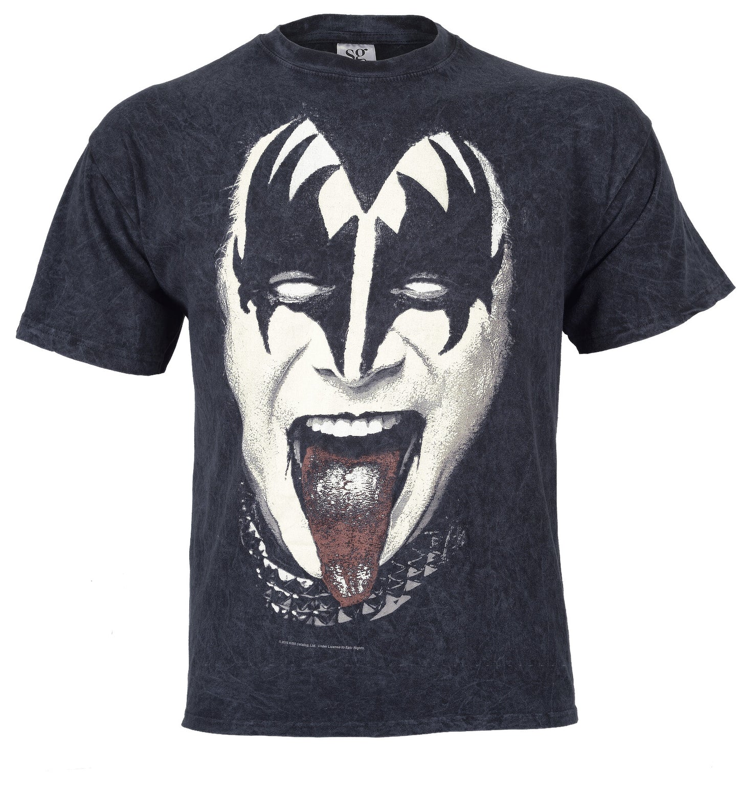 kiss gene face design official t shirt in an acid ash finish