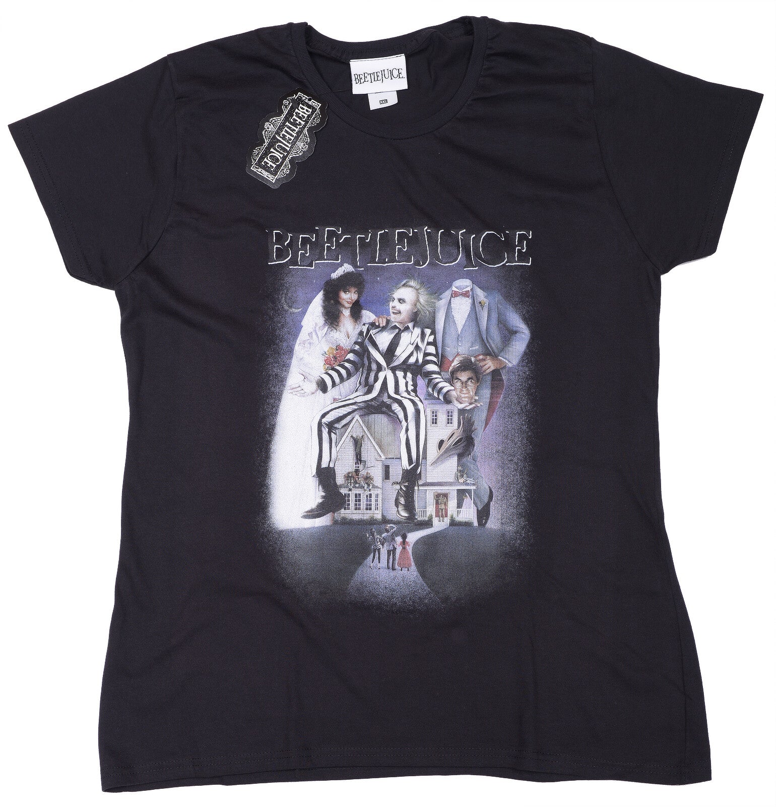 an official ladies black Beetlejuice poster graphic t shirt