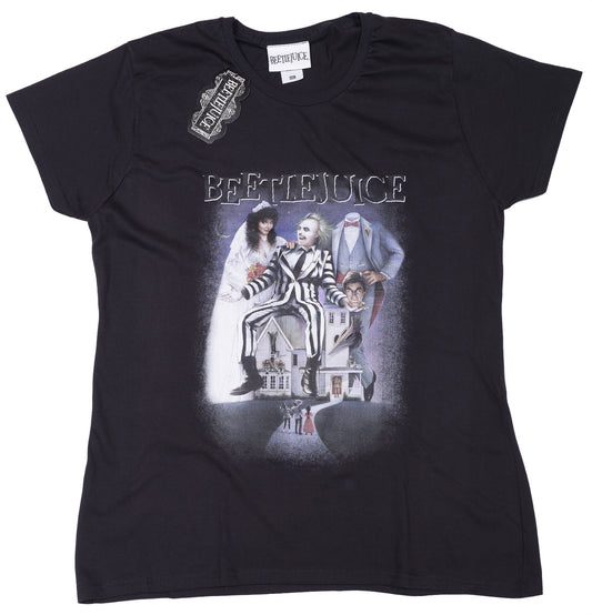 an official ladies black Beetlejuice poster graphic t shirt