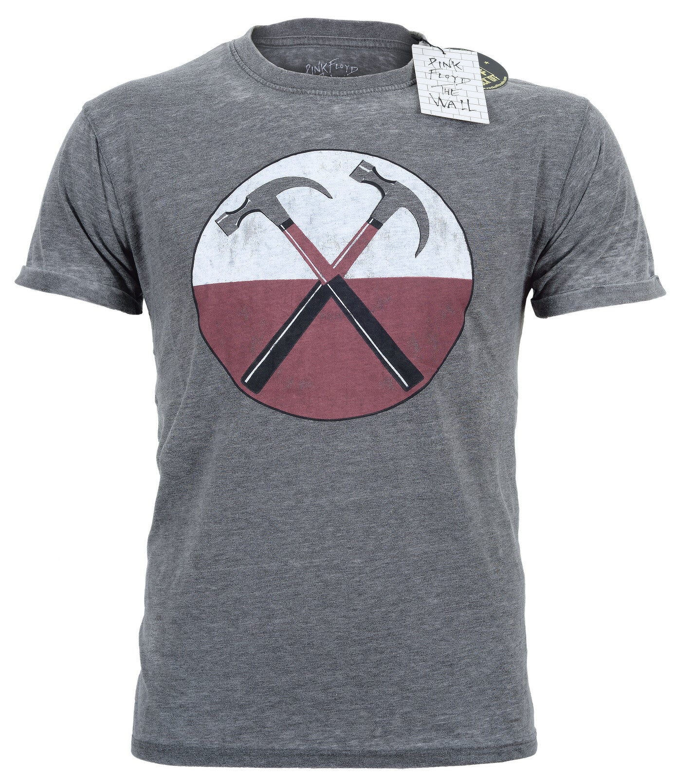 Pink Floyd The Wall officially licensed burn out style t shirt with hammers logo on the front