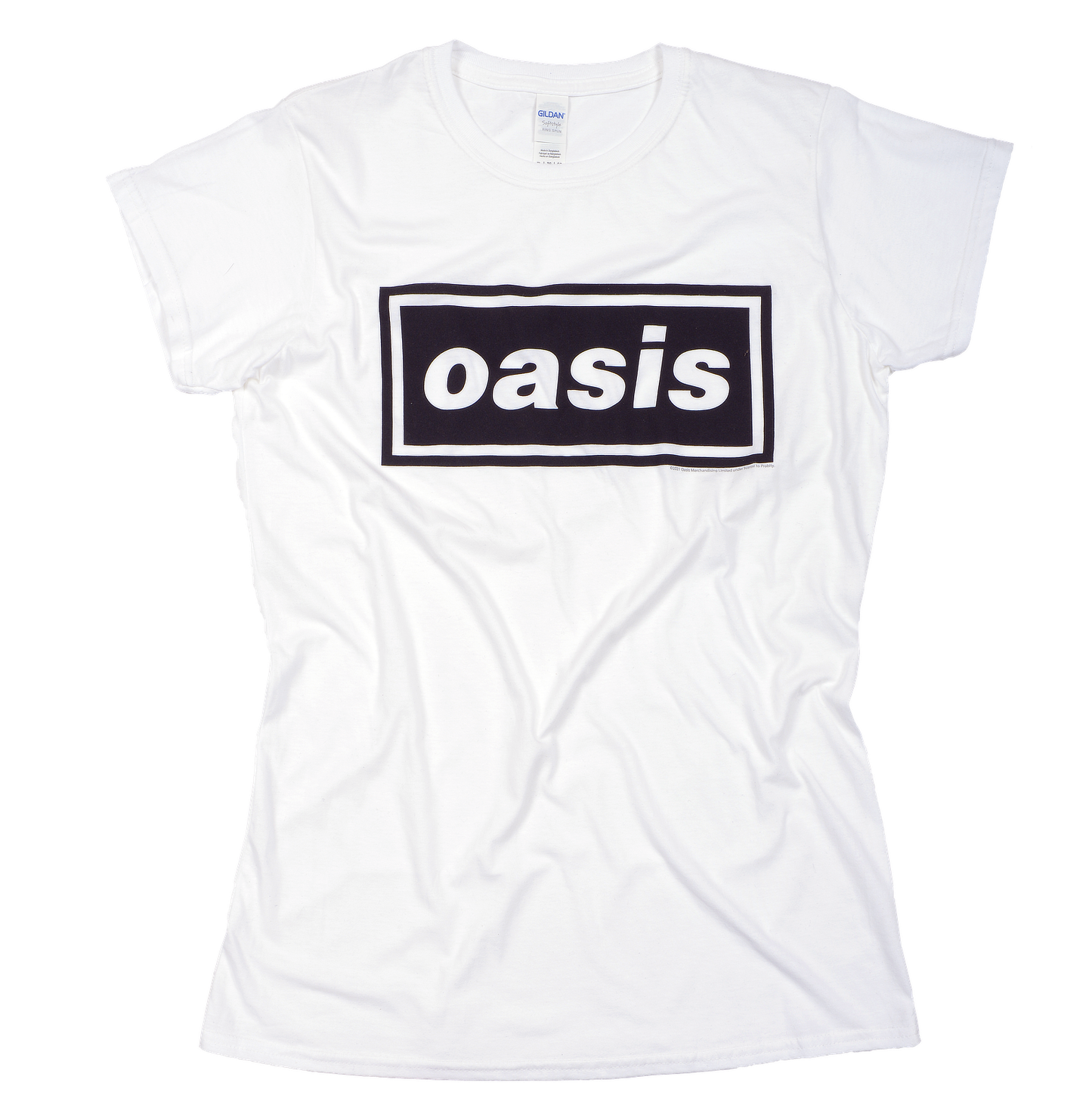 offiicial oasis White t-shirt with 'oasis' logo on a white background