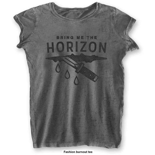 Official Bring Me The Horizon Wound Burnout Grey T Shirt on a white background