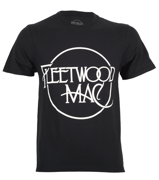 Official Fleetwood Mac Classic Logo Black T-Shirt — Stevie Nicks Mick Fleetwood Christine McVie Lindsey Buckingham Rumours Go Your Own Way Rock Off