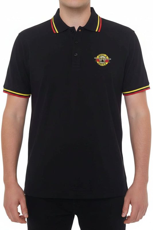 Guns N Roses Embroidered Black Official Polo Shirt 