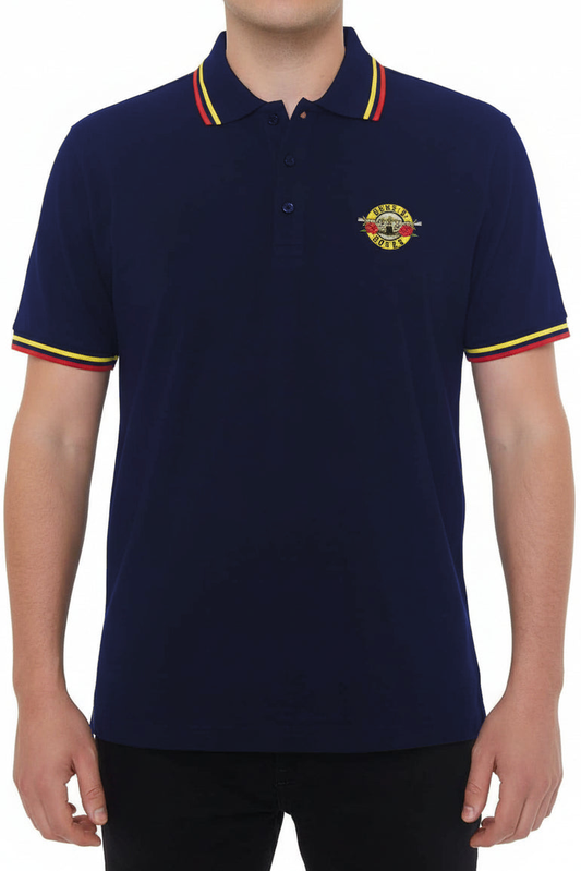 Official Rock Off Blue Guns N Roses Polo Shirt