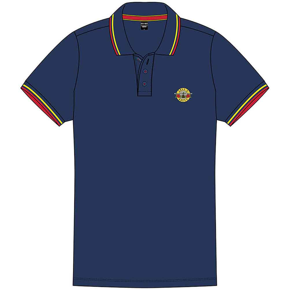 Official Guns N' Roses Classic Logo Polo Shirt Navy Blue