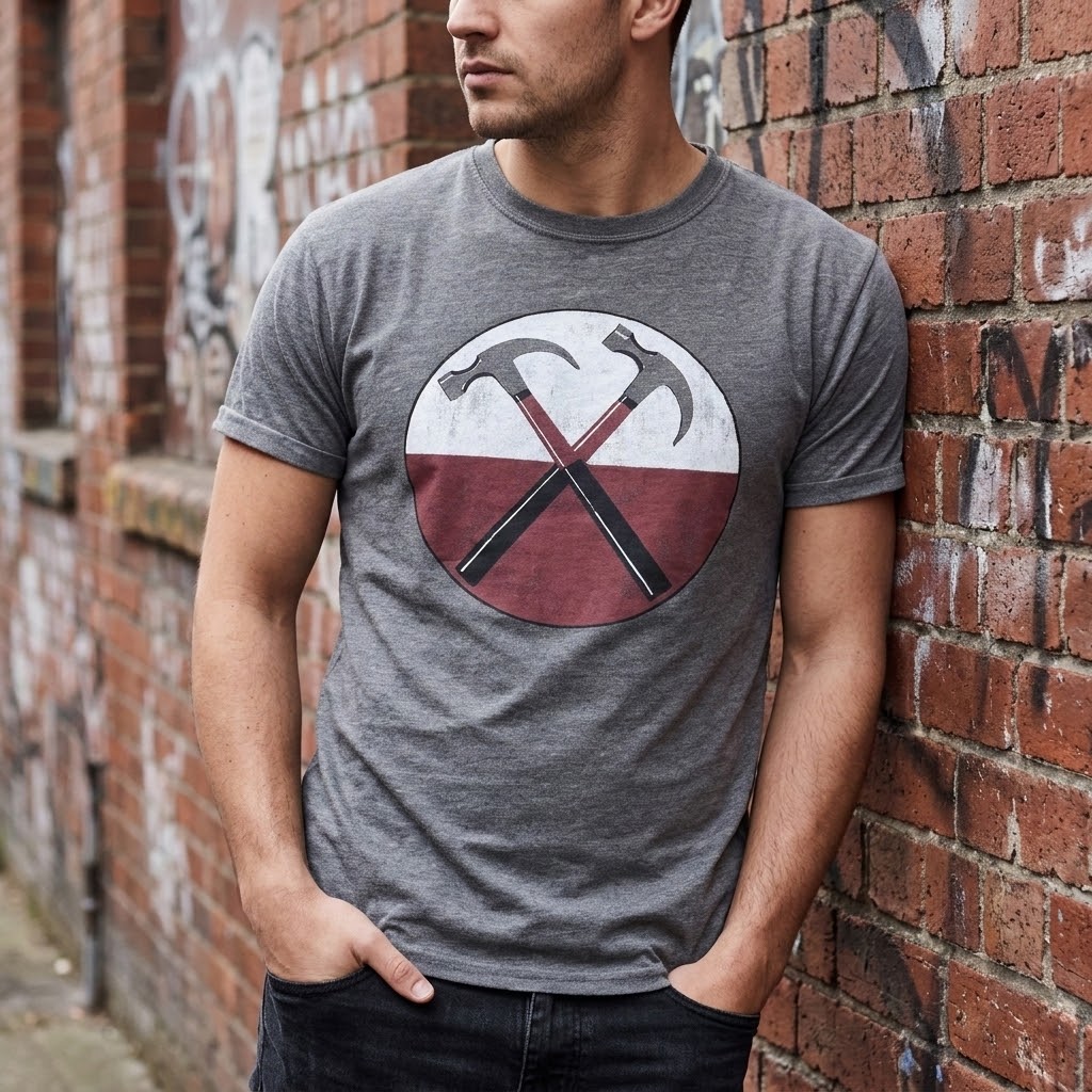 Official Pink Floyd The Wall Hammers Burnout T-Shirt Grey