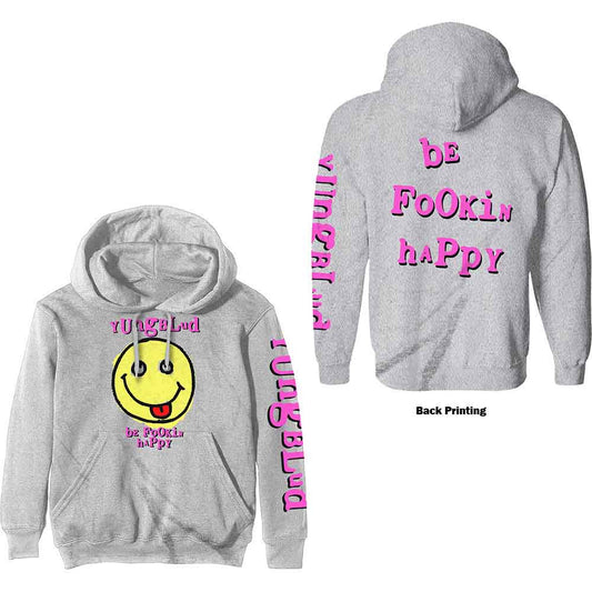 Yungblud Hoodie Official Raver Smile Light Grey Hooded Top New XL