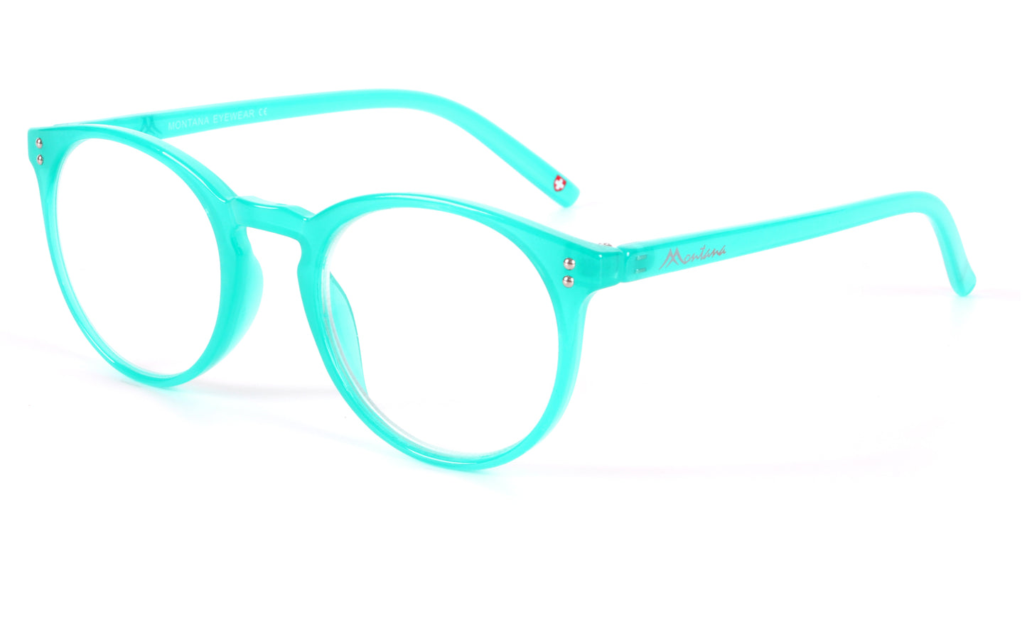 Round Reading Glasses Montana Designer Crystal Readers and Pouch New HMR55