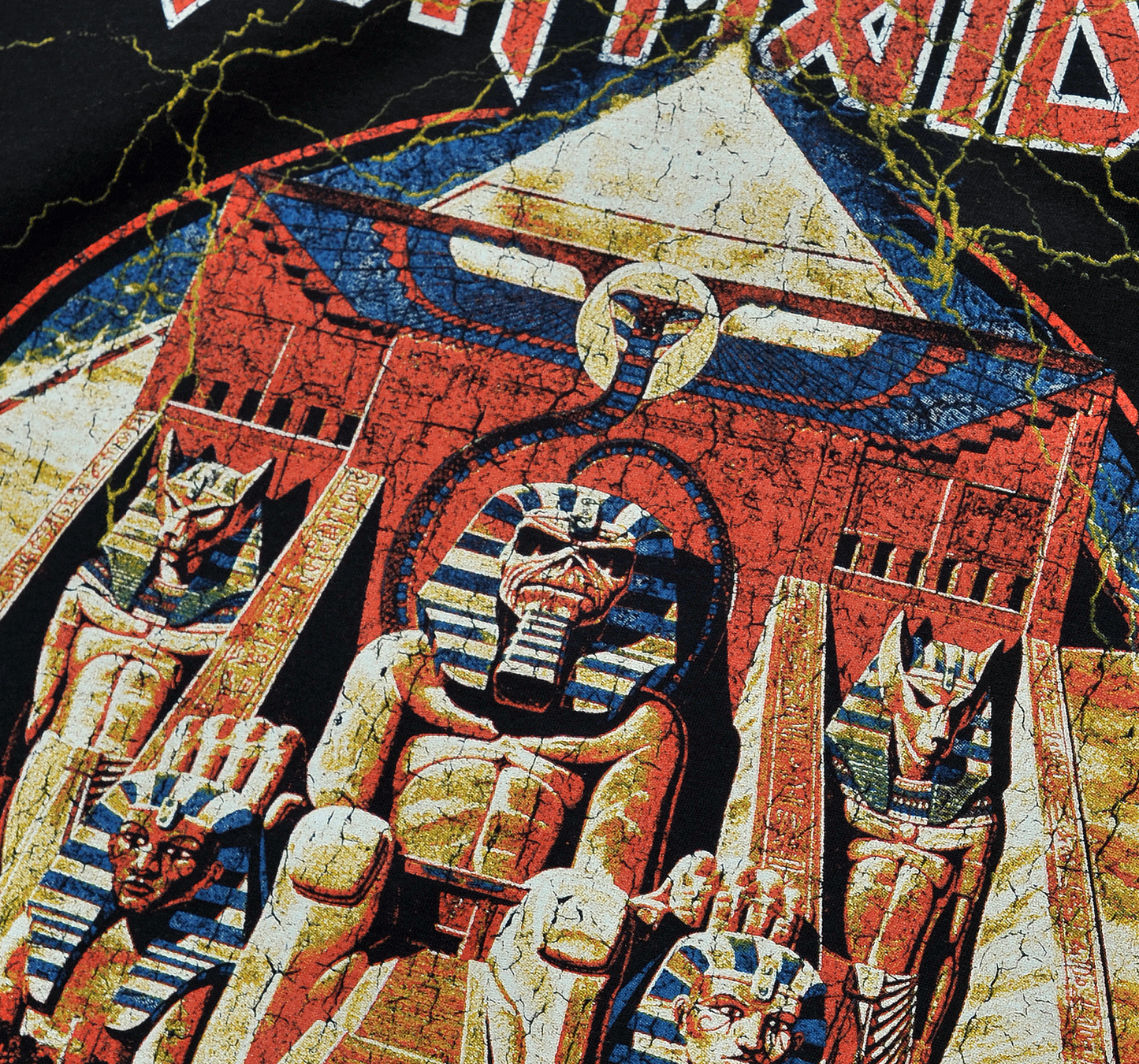Official Iron Maiden T Shirt Powerslave Lightning Circle Band Album Logo New